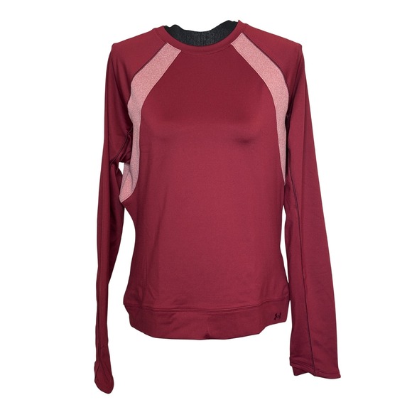 Under Armour Tops - Under Armour Womens Cozy Crew Novelty ColdGear Top Maroon Pink 1374135 Medium